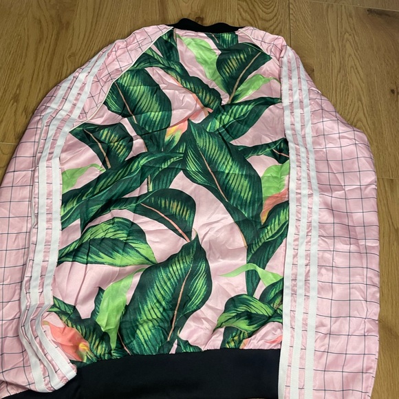 Adidas Women's Pink and Green Leaf Print Jacket - Picture 6 of 6